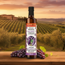 Load image into Gallery viewer, Bottle of Acropolis Organics Mousto Balsamic Vinegar on a white background