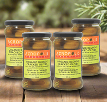 Load image into Gallery viewer, Organic Blonde Cracked Olives with Rosemary 4-Pack