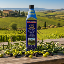 Load image into Gallery viewer, Certified organic extra virgin olive oil 1L bottle from Acropolis Organics, cold-pressed Koroneiki olives from Greece

