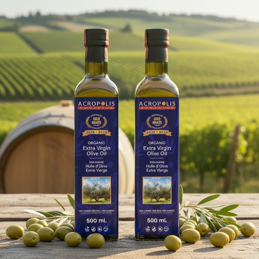Certified Organic Extra Virgin Olive Oil (2 Bottles) – Acropolis