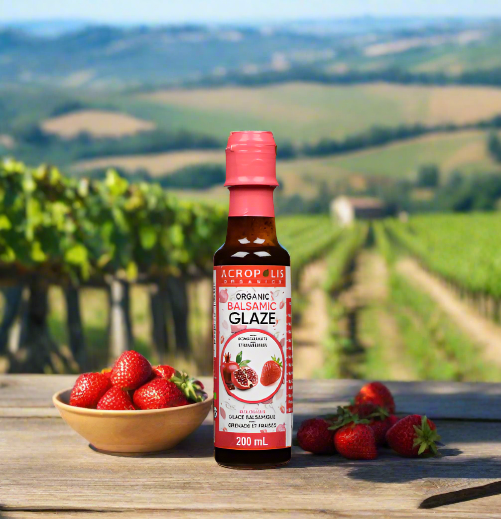 Organic Balsamic Glaze With Pomegranate and Strawberries, 200 mL