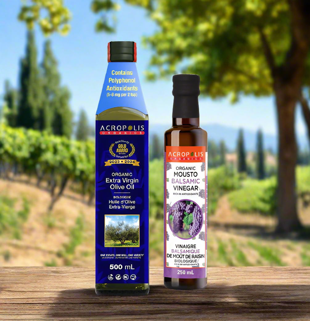 Certified Organic Extra Virgin Olive Oil - 500mL & Mousto Balsamic Vinegar - 250mL