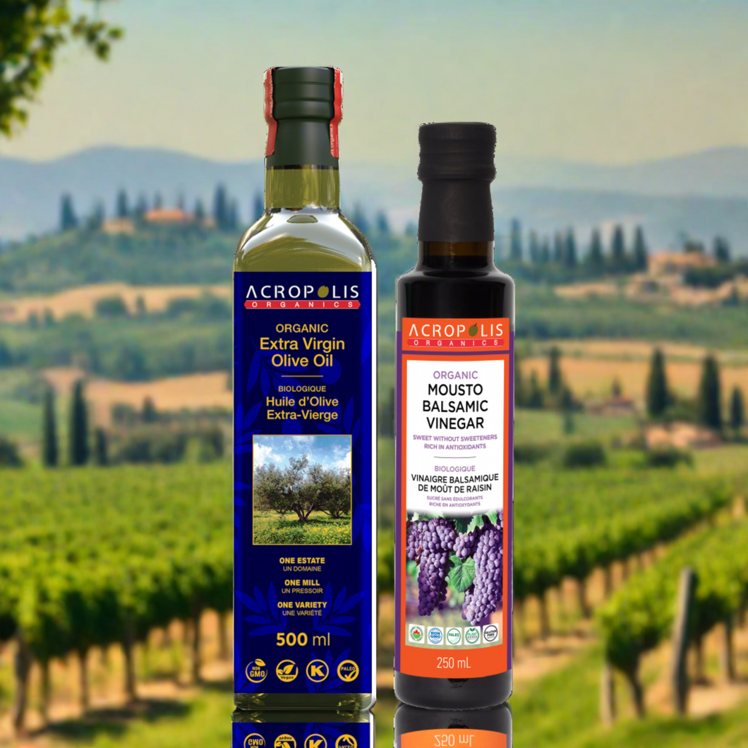 Certified Organic Extra Virgin Olive Oil - 500mL & Mousto Balsamic Vinegar - 250mL