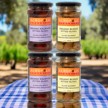 Load image into Gallery viewer, Organic Kalamata &amp; Green Pitted Olives in Brine, 315 mL, 4 Jars
