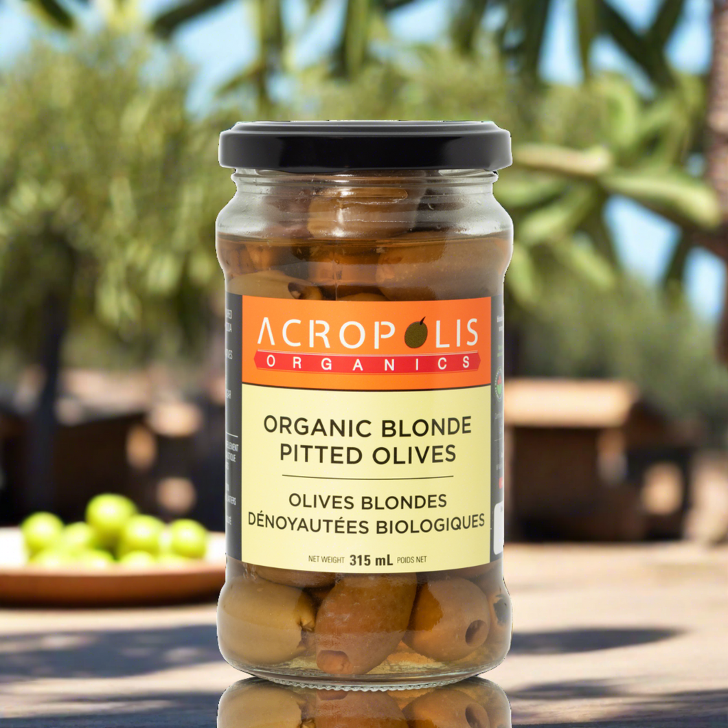 Organic Blonde Pitted Olives in Brine, 315 mL