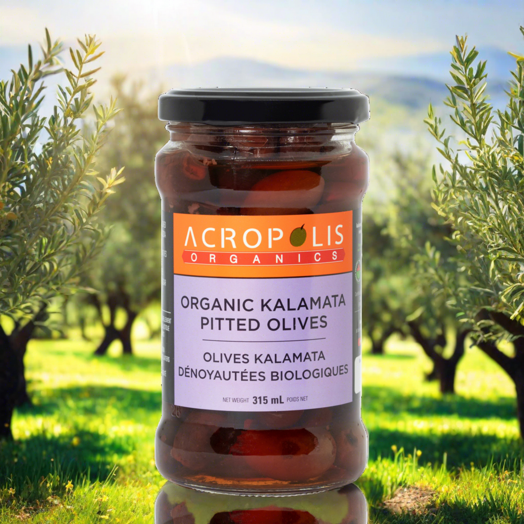 Organic Kalamata Pitted Olives in Brine, 315 mL